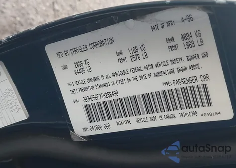 1996 Dodge Intrepid Es z USA, uszkodzony, nr VIN 2B3HD56F7TH258498